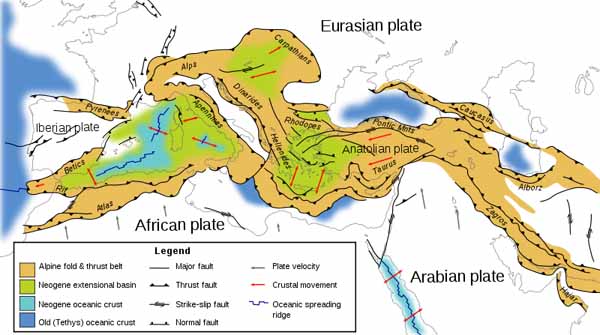 Mediterranean Tectonic Map.