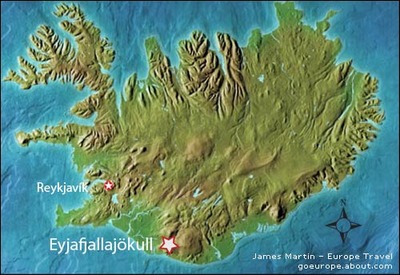 Iceland volcano map