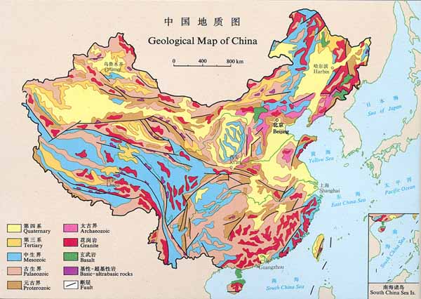 Геологическая карта Китая.