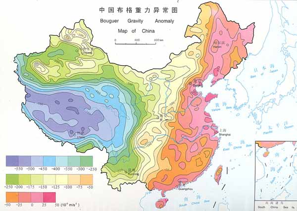Bouguer Gravity Anomaly Map of China.