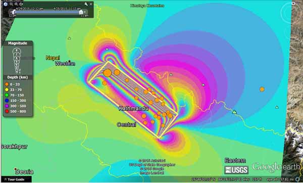 Initial model of the M 7.8 Nepal earthquake.