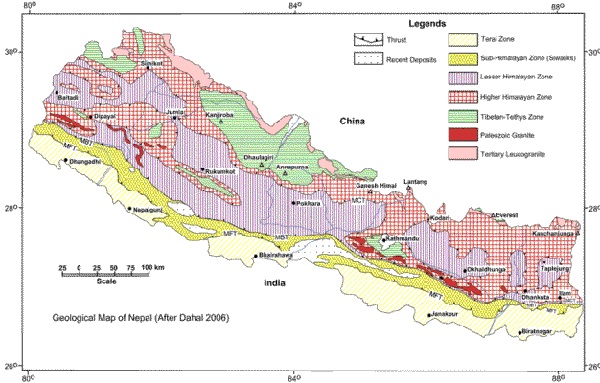 Геологическая схема Непала.