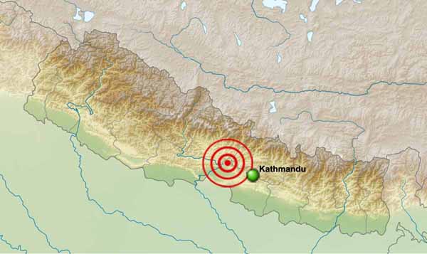 M7.8 - 34 км к восток-юго-востоку от Ламьюнга, Непал. 28.147°N 84.708°E depth=15.0 km.
