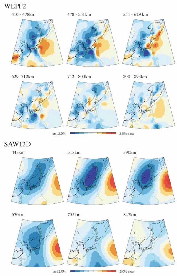 Maps of the subduction zone areas around Japan .